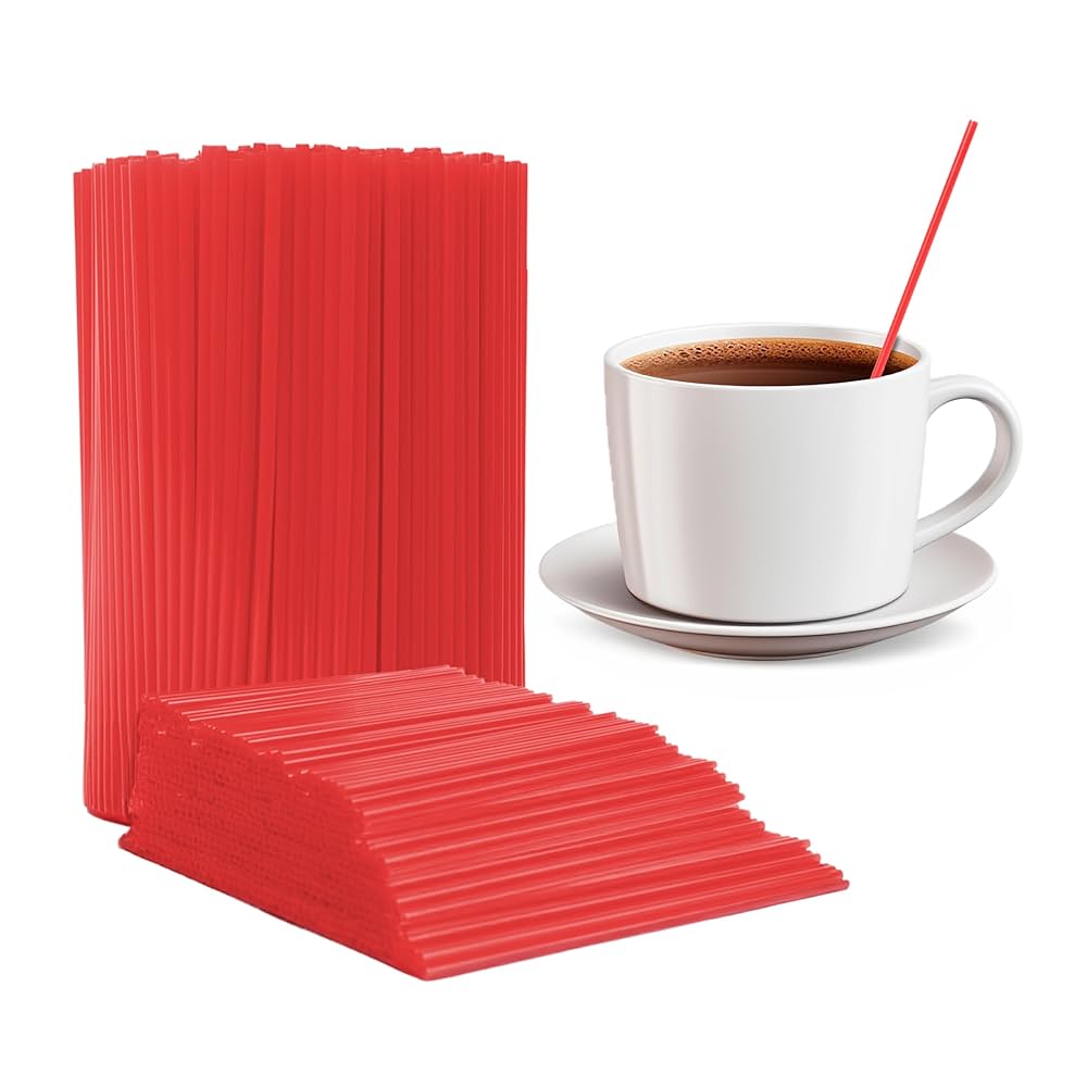 Plastic 5" Coffee Stirrer 100ct - Red