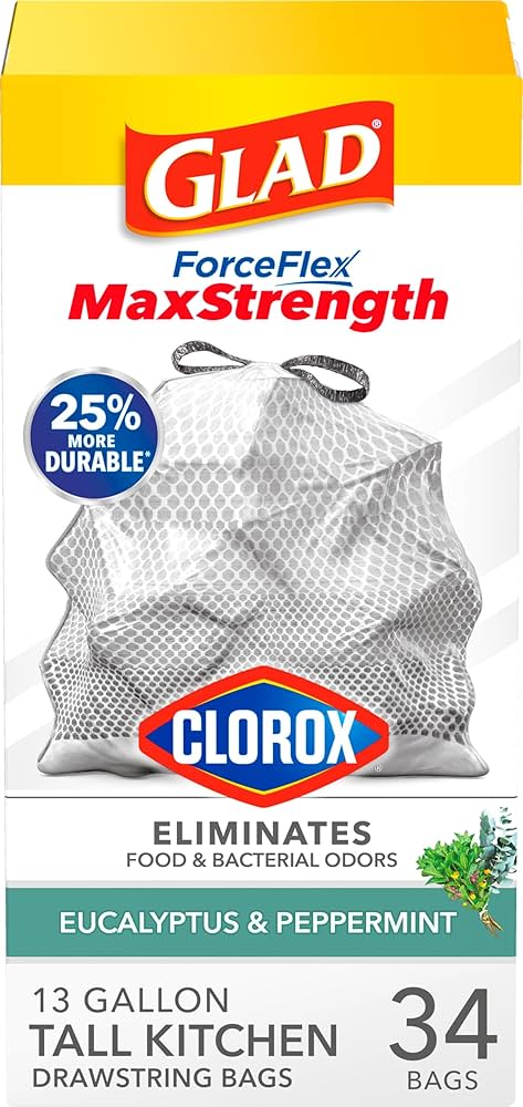 GLAD Forceflex Max Strength 13 Gallon Tall Kitchen Drawstring Trash Bags