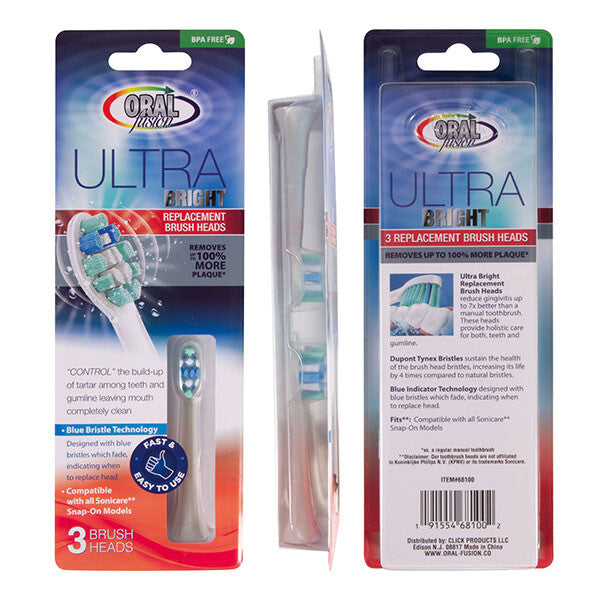 Oral Fusion 3 Replacement Brush Heads Compatible with Oral-B