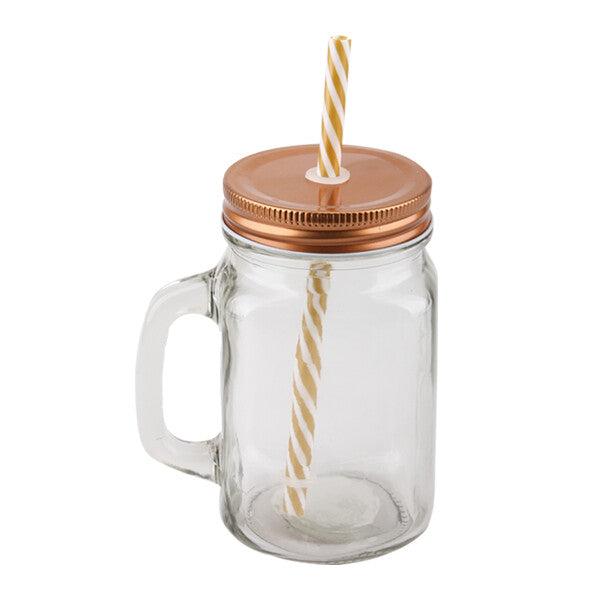 Mason Jar Glass with Straw 450mL