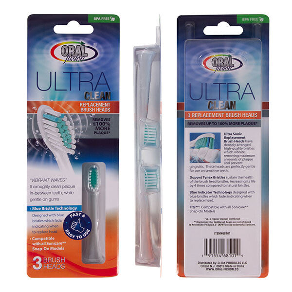 Oral Fusion 3 Replacement Brush Heads Compatible with Oral-B
