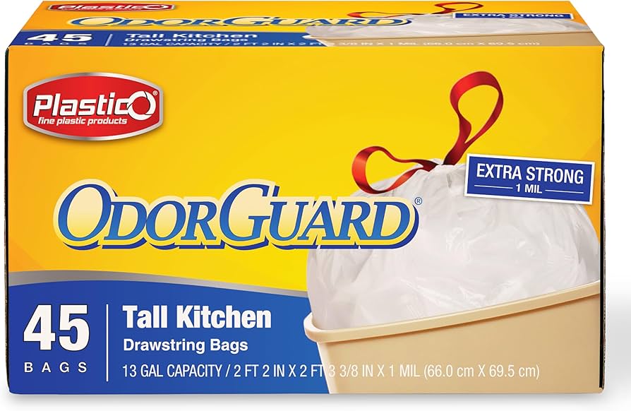 Plastico Extra Strong Drawstring Trash Bags (Package May Vary)