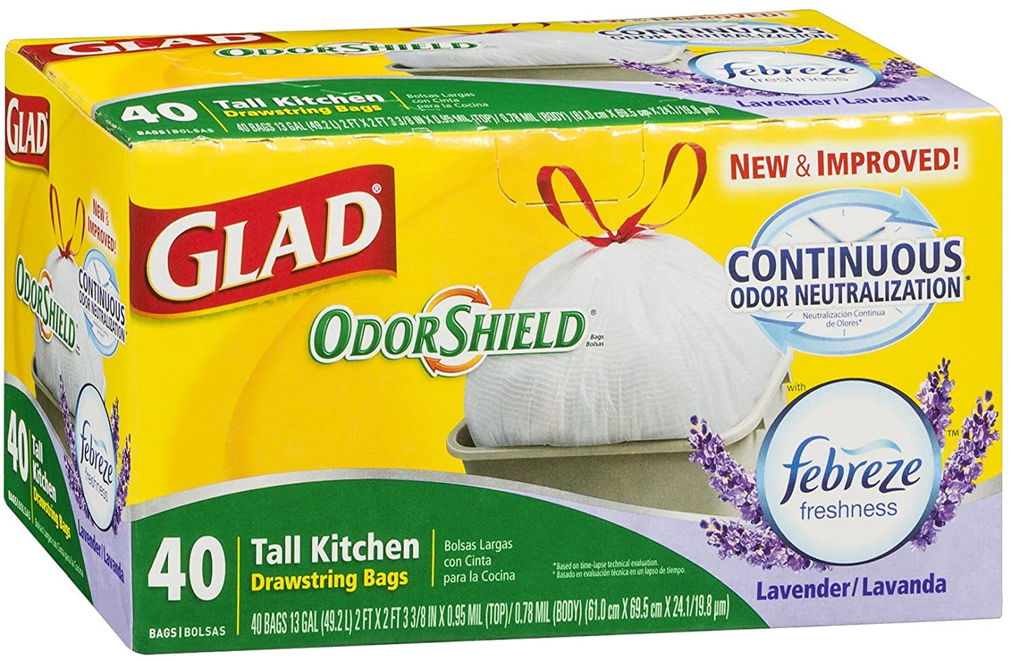 GLAD Forceflex 13 Gallon Tall Kitchen White Drawstring Trash Bags
