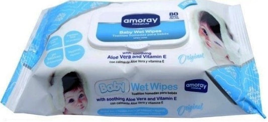 Amoray Baby Wipes Refill with Soothing Aloe Vera & Vitamin E 80CT