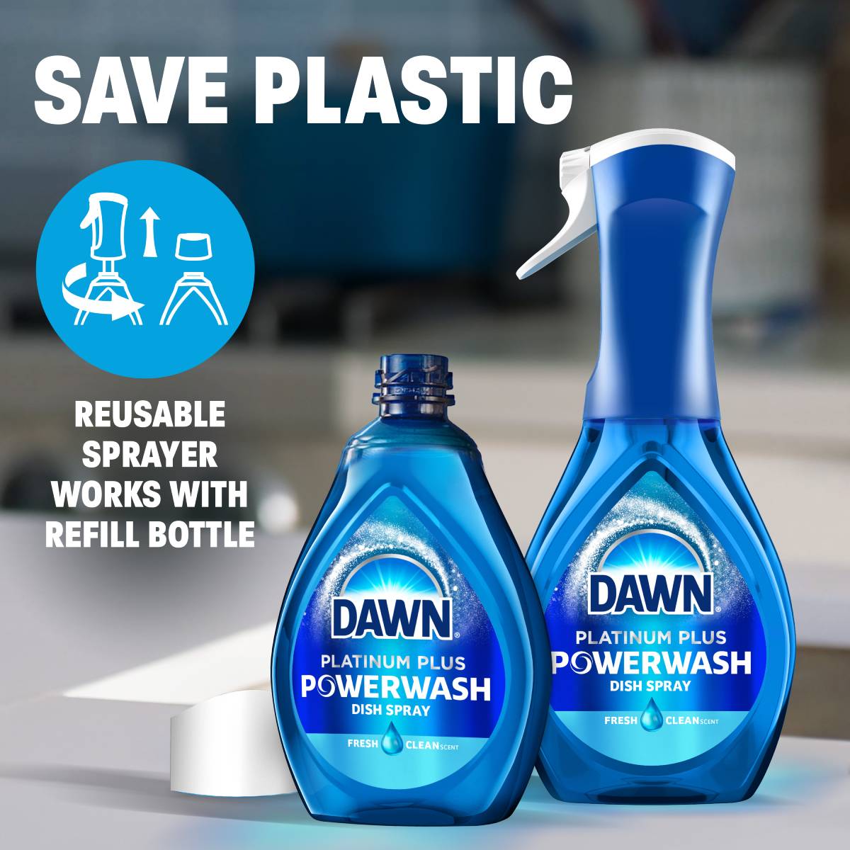 DAWN Dish Spray Platinum Plus Powerwash - Fresh Clean Scent (Package May Vary)