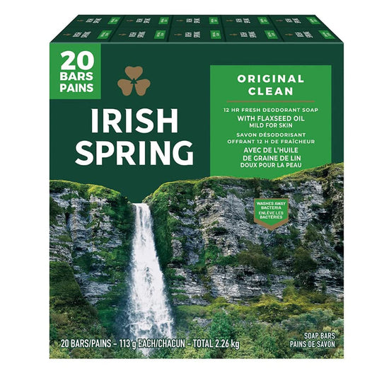 Irish Spring Deodorant Soap 20pk - Original Clean