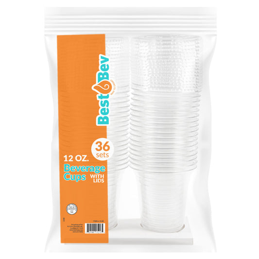 12oz. Clear Squat Pet Cups + Lids 36CT