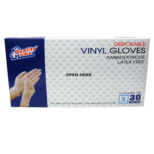 Quality Home Disposable Powder Free Vinyl Gloves 30CT