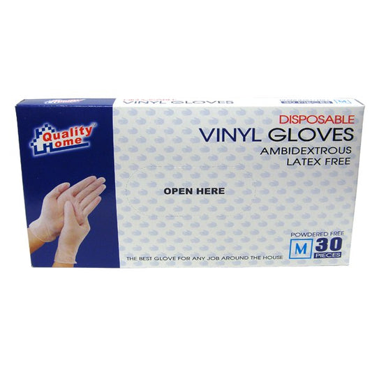 Quality Home Disposable Powder Free Vinyl Gloves 30CT