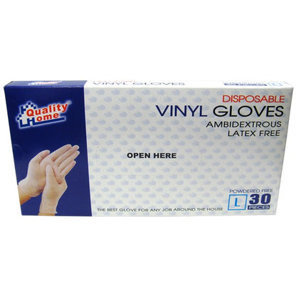 Quality Home Disposable Powder Free Vinyl Gloves 30CT