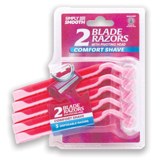 Simply Smooth Razors Twin Blade with Pivoting Head 5CT