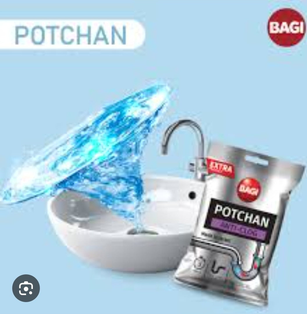 Bagi Potchan Anti-Clog 70g Granules For Blocked Drains & Sewers Kitchen & Bathroom (Package May Vary)