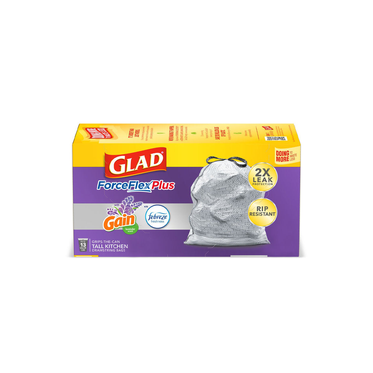 GLAD Forceflex Max Strength 13 Gallon Tall Kitchen Drawstring Trash Bags