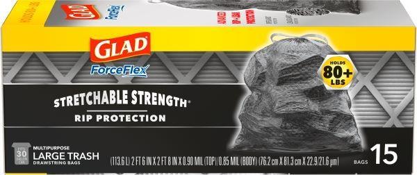 GLAD Forceflex 30 Gallon Drawstring Large Trash Bags