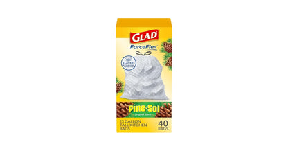 GLAD Forceflex 13 Gallon Tall Kitchen White Drawstring Trash Bags