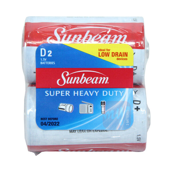 Sunbeam Battery Alkaline D 2pk