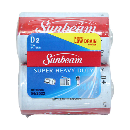 Sunbeam Battery Alkaline D 2pk