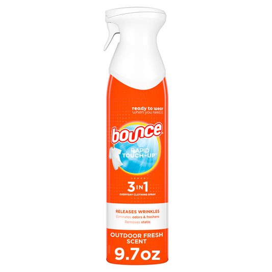Bounce Rapid Touch-Up 3 in 1 Wrinkle Releaser Clothing Spray 9.7fl.oz (Package May Vary)