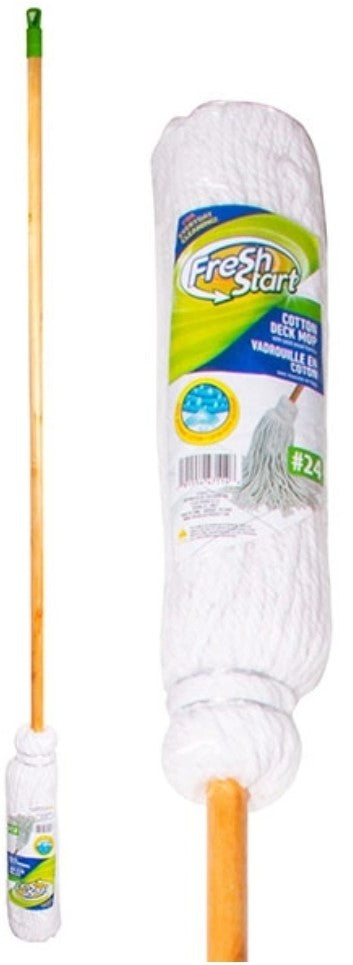 Fresh Start Cotton Deck Mop Cotton with Wood Handle