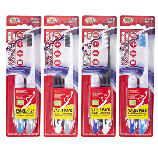 Oral Fusion Folding Travel Toothbrush 2pk