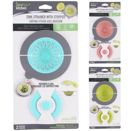 Ideal Kitchen Sink Strainer with Stopper 2pk