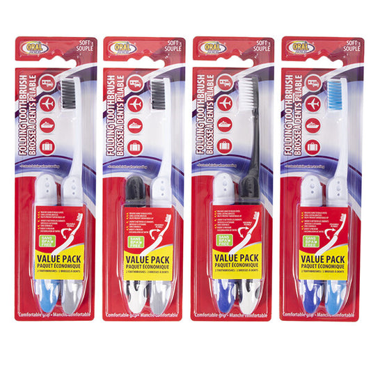 Oral Fusion Folding Travel Toothbrush 2pk
