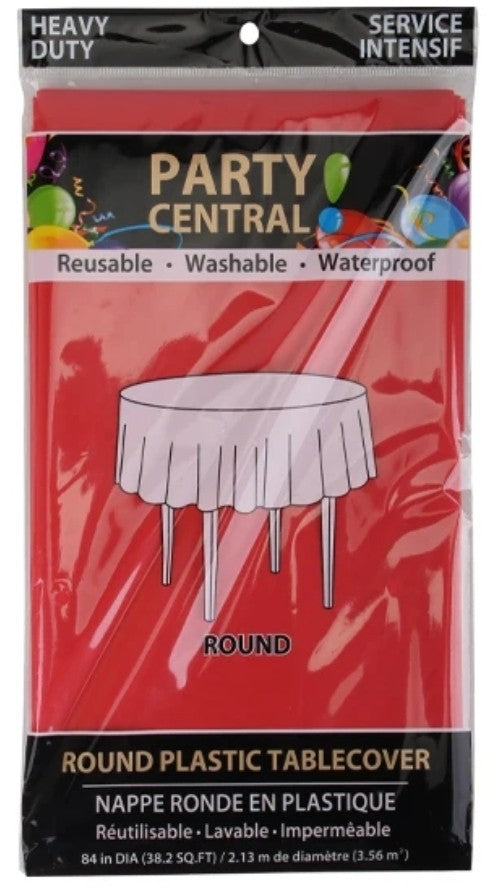 Party Central Heavy Duty Round Plastic Table Cover 84"