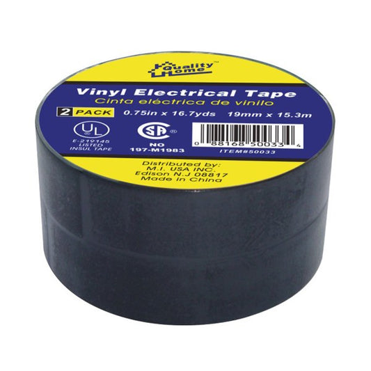 Vinyl Electrical Tape Black 20yds 2pk