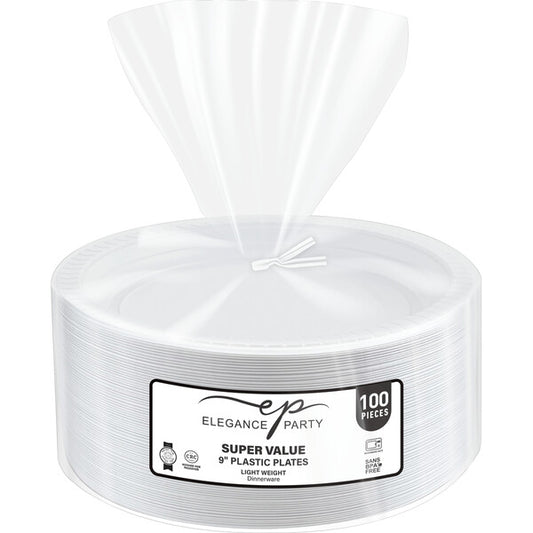 EP Plastic Plate 9" White 100 pcs.