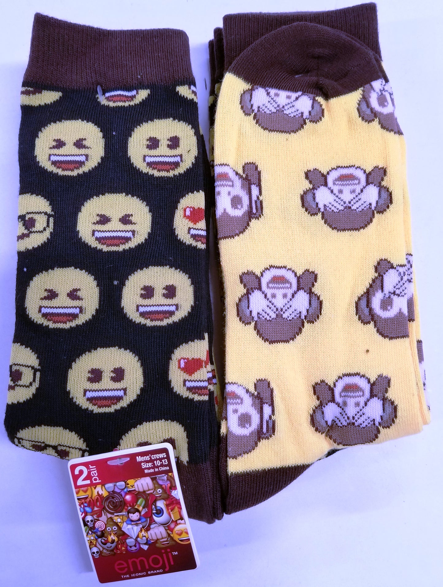 Emoji 2-pair Mens' Crew Socks 10-13