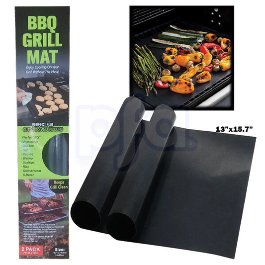 BBQ Grill Mat Black 2pk 13"x15.7"