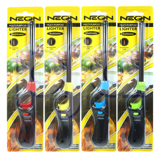 Neon Windproof Long Lighter Assorted Colors 1pk