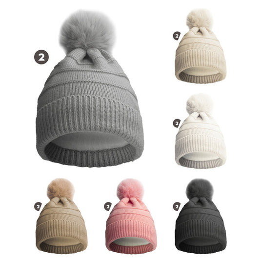 MORGAN & MONROE Kids Pom Hat with Fur Lining