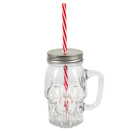 Splash Skull Glass Mug with Straw 16.57 oz