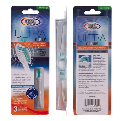 Oral Fusion 3 Replacement Brush Heads Compatible with Oral-B