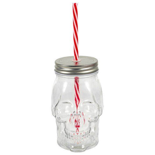 Splash Skull Glass Mug with Straw 16.57 oz