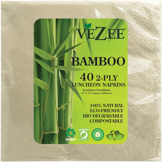 Vezee Bamboo Disposable Paper Lunch Napkins 40CT