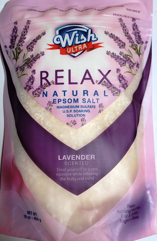 Wish Ultra RELAX Natural Epsom Salt 16oz. - Lavender