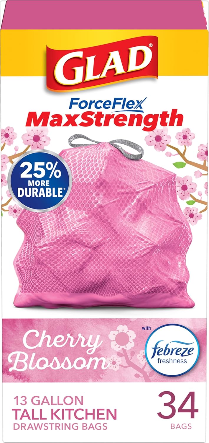 GLAD Forceflex Max Strength 13 Gallon Tall Kitchen Drawstring Trash Bags