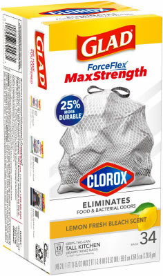 GLAD Forceflex Max Strength 13 Gallon Tall Kitchen Drawstring Trash Bags