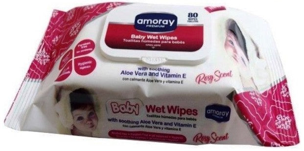 Amoray Baby Wipes Refill with Soothing Aloe Vera & Vitamin E 80CT