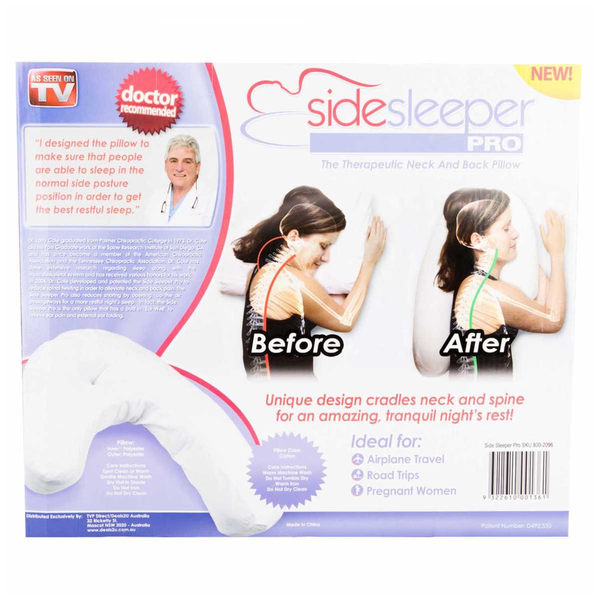 Side Sleeper Pro Pillow As Seen On TV 1CT