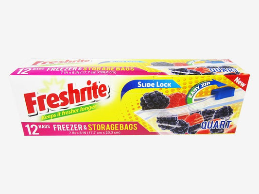 Freshrite Slide Lock Freezer & Storage Bags 12CT